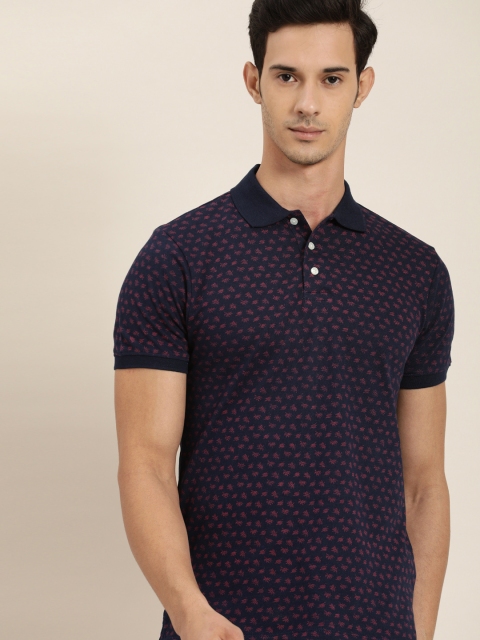 

INVICTUS Men Navy Blue & Red Printed Slim Fit Polo Collar T-shirt