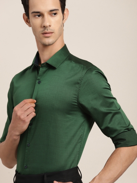 

INVICTUS Men Green Slim Fit Solid Formal Supima Cotton Shirt