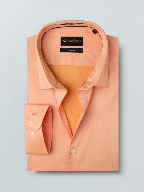 

INVICTUS Men Orange Slim Fit Solid formal Supima Cotton Shirt