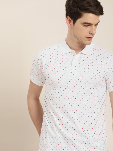 

INVICTUS Men White Printed Slim Fit Polo Collar T-shirt