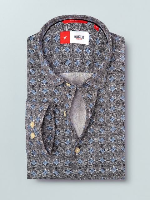 

INVICTUS Men White & Blue Slim Fit Printed Casual Shirt