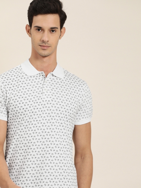 

INVICTUS Men White & Black Printed Slim Fit Polo Collar T-shirt