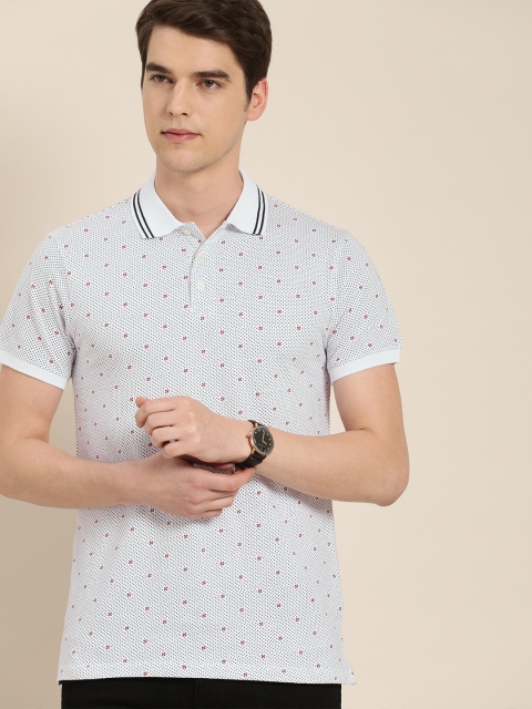

INVICTUS Men White & Black Printed Slim Fit Polo Collar T-shirt