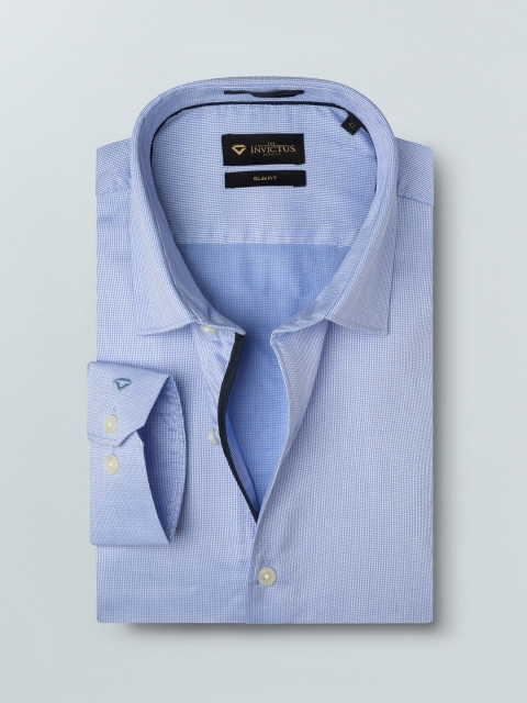 

INVICTUS Men Blue & White Slim Fit Solid Formal Supima Cotton Shirt