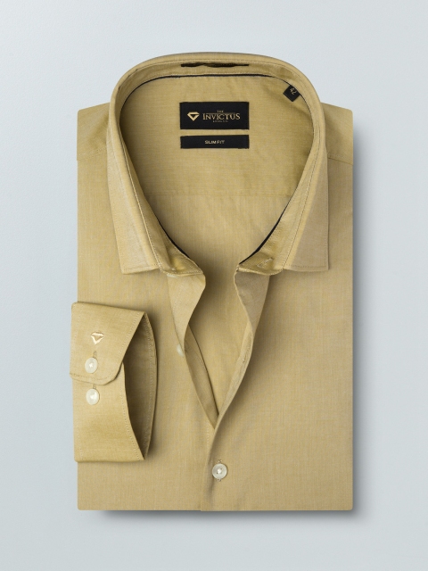 

INVICTUS Men Khaki Slim Fit Solid Semiformal Supima Cotton Shirt