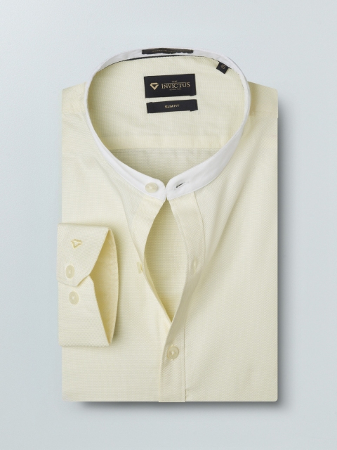 

INVICTUS Men Yellow Slim Fit Self Design Formal Supima Cotton Shirt