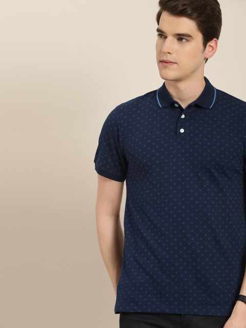 

INVICTUS Men Navy Blue Printed Slim Fit Polo Collar T-shirt