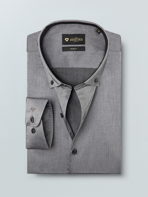 

INVICTUS Men Grey Solid Slim Fit Smart Casual Shirt