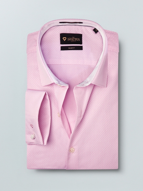 

INVICTUS Men Pink & White Slim Fit Self Design Smart Casual Supima Cotton Shirt