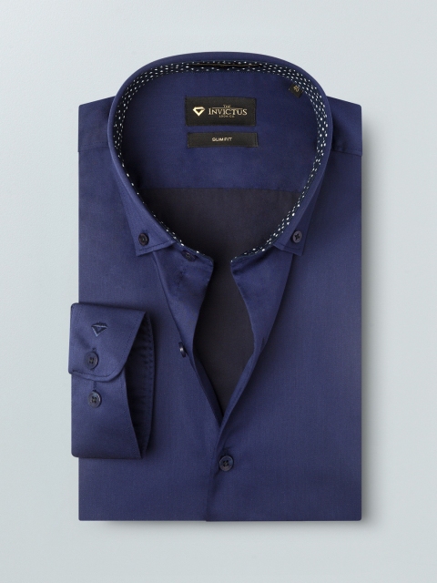 

INVICTUS Men Navy Blue Slim Fit Solid Formal Supima Cotton Shirt