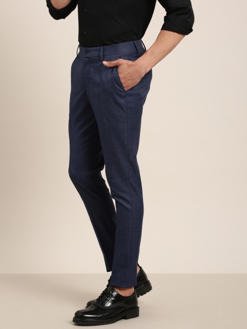 

INVICTUS Men Blue Slim Fit Checked Regular Trousers