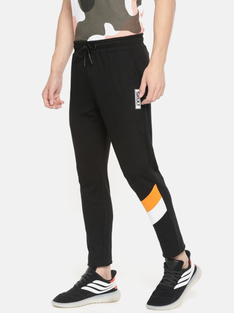 

SKULT by Shahid Kapoor Men Black Solid Knitted Slim Fit Track Pants