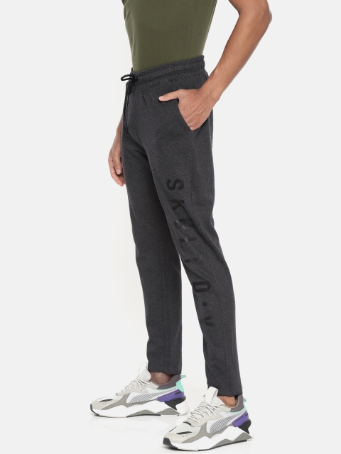

SKULT by Shahid Kapoor Men Charcoal Grey Straight Fit Printed Knitted Track Pants