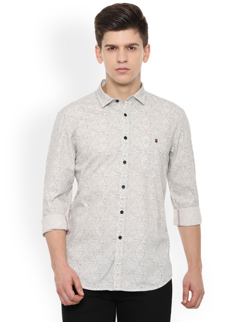 

Louis Philippe Men Beige & Grey Slim Fit Printed Casual Shirt