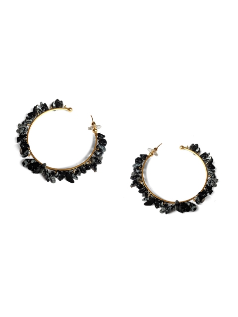 

Foxy Sperks Gold-Toned & Black Circular Half Hoop Earrings