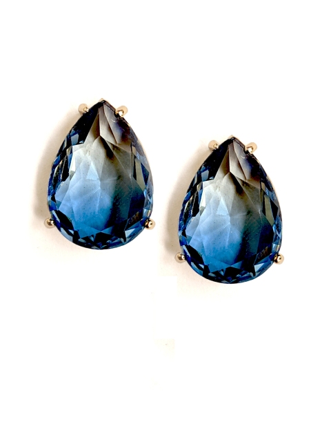 

Foxy Sperks Gold-Toned & Blue Teardrop Shaped Studs