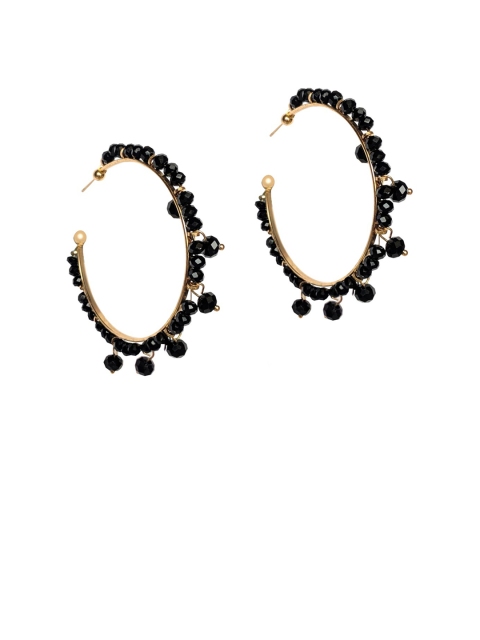 

Foxy Sperks Gold-Toned & Black Circular Half Hoop Earrings