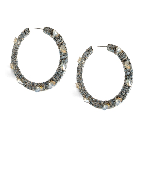 

Foxy Sperks Gold-Toned & Grey Circular Half Hoop Earrings