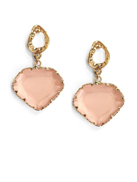 

Foxy Sperks Gold-Plated & Peach-Coloured Heart Shaped Drop Earrings