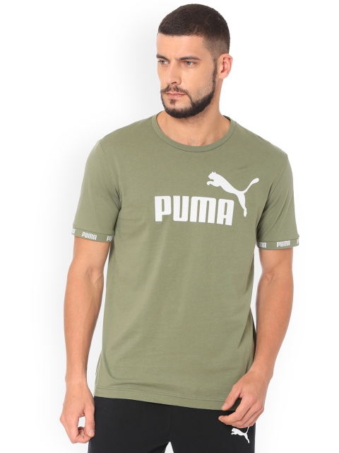 

Puma Men Olive Green Printed Round Neck T-shirt