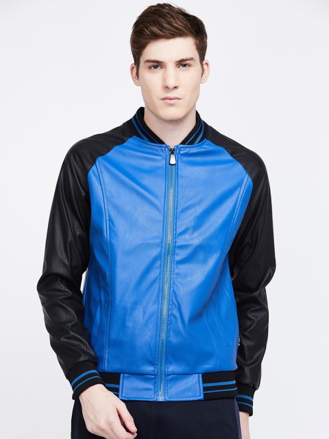 

UCLA Men Blue & Black Colourblocked Bomber Jacket