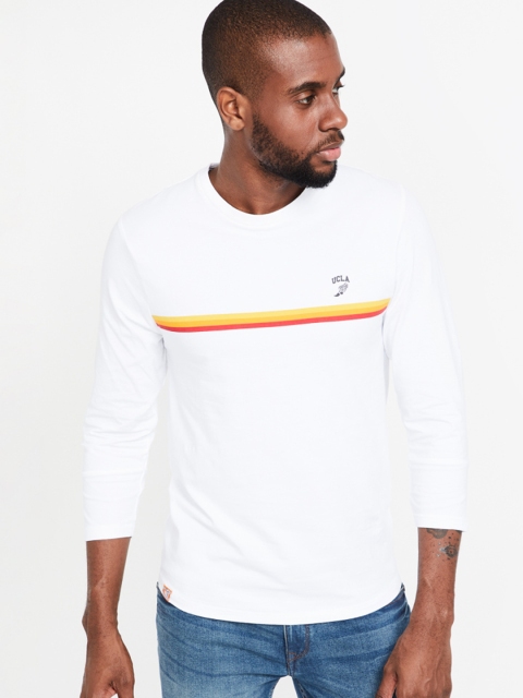 

UCLA Men White Solid Round Neck T-shirt