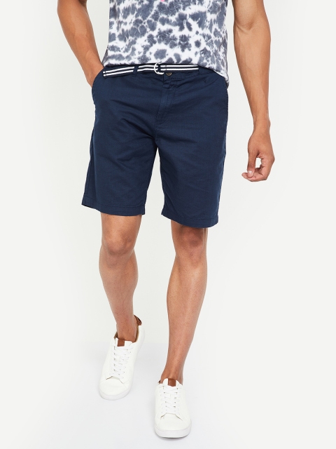 

UCLA Men Navy Blue Solid Regular Fit Regular Shorts
