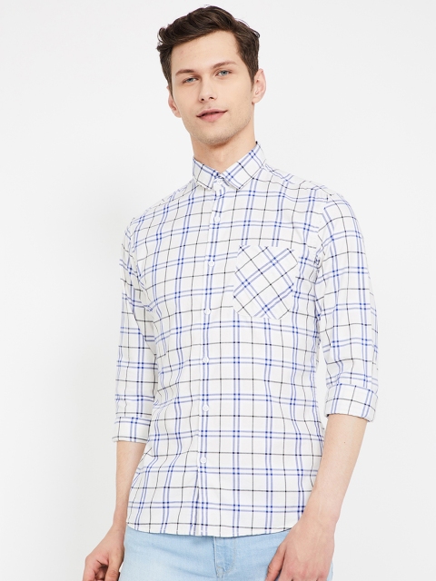 

UCLA Men Blue & Off-White Slim Fit Checked Casual Shirt