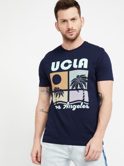 

UCLA Men Navy Blue Printed Round Neck T-shirt