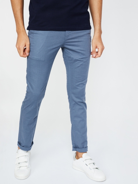 

UCLA Men Blue Slim Fit Solid Regular Trousers