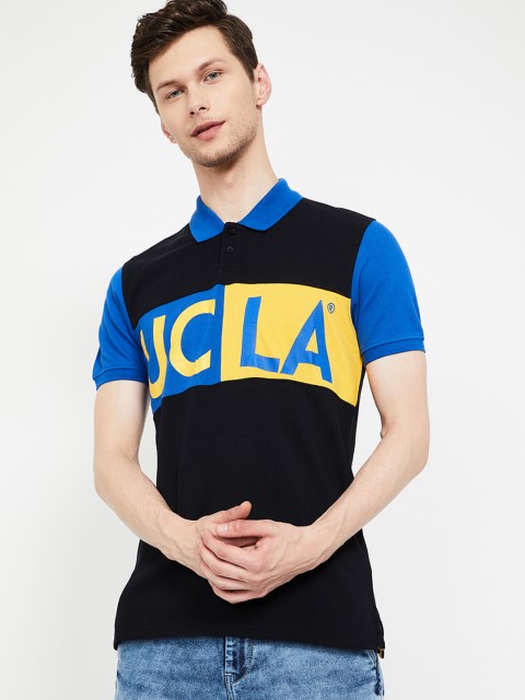 

UCLA Men Black Printed Polo Collar T-shirt
