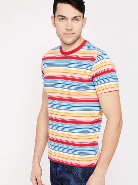 

UCLA Men Multicoloured Striped Round Neck T-shirt, Multi