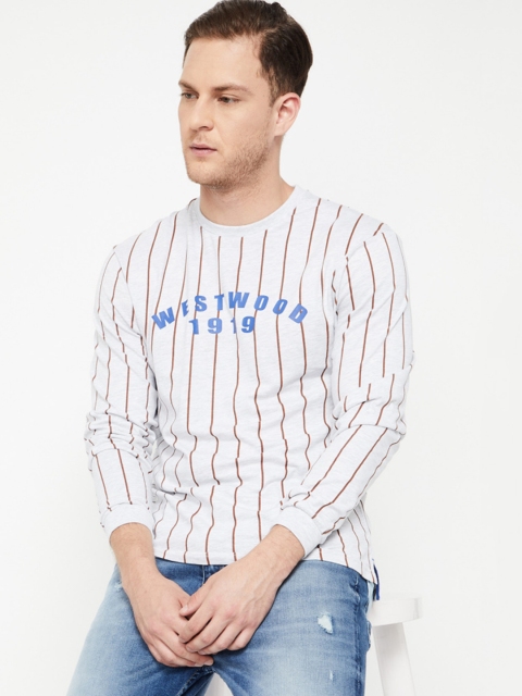 

UCLA Men Off-White Striped Round Neck T-shirt