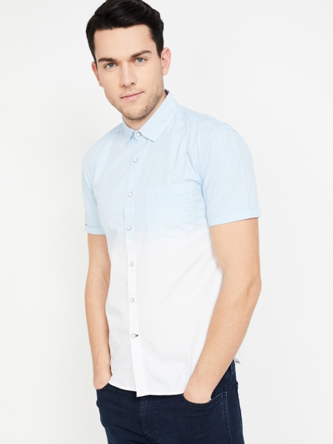 

UCLA Men Blue & White Slim Fit Ombre Printed Casual Shirt