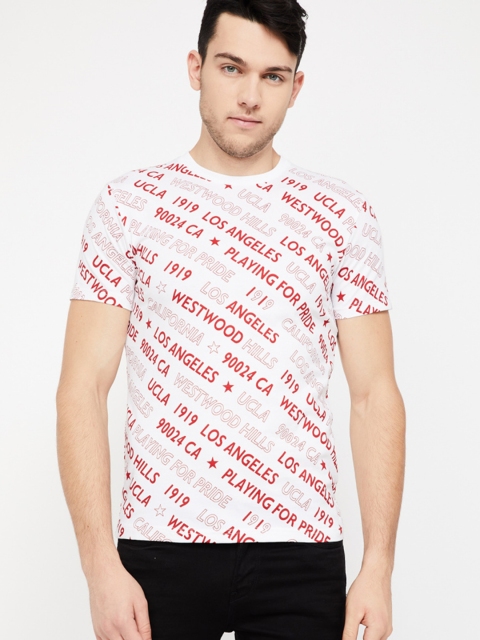 

UCLA Men White & Red Printed Round Neck T-shirt