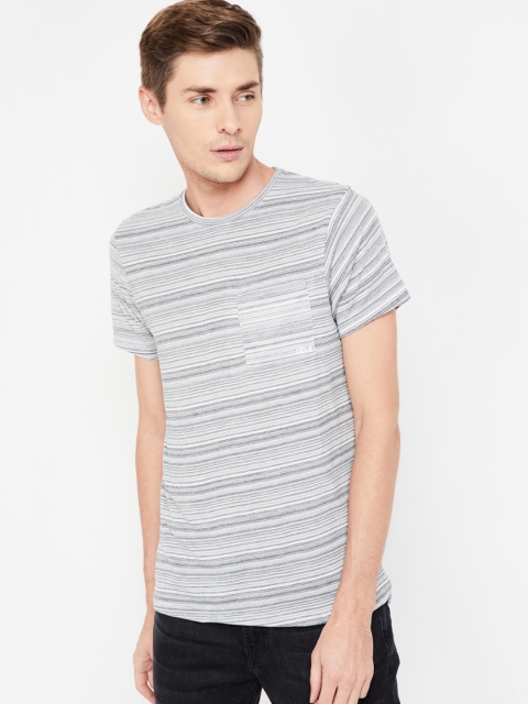 

UCLA Men Grey Striped Round Neck T-shirt