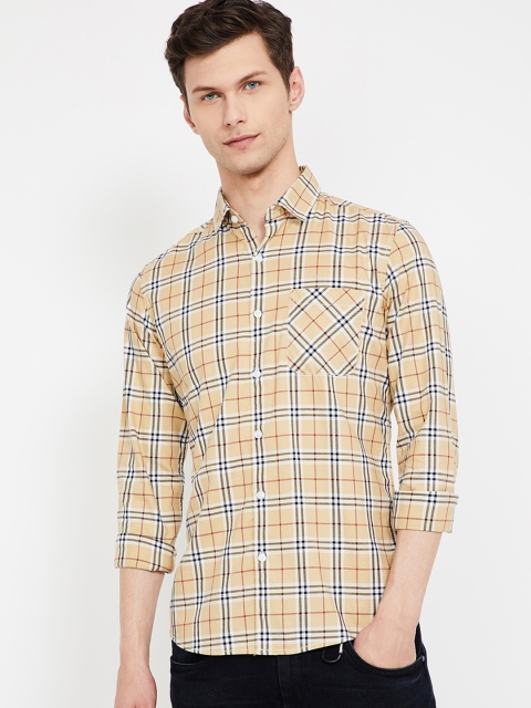 

UCLA Men Beige & Black Slim Fit Checked Casual Shirt