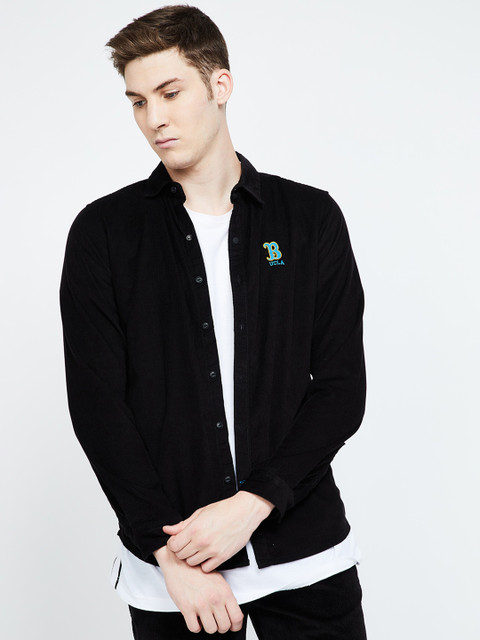 

UCLA Men Black Slim Fit Solid Casual Shirt