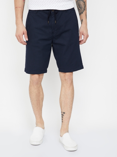 

UCLA Men Navy Blue Self Design Regular Fit Chino Shorts