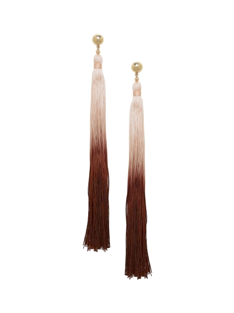 

Voylla Women Off-White & Maroon Contemporary Handcrafted Drop Earrings