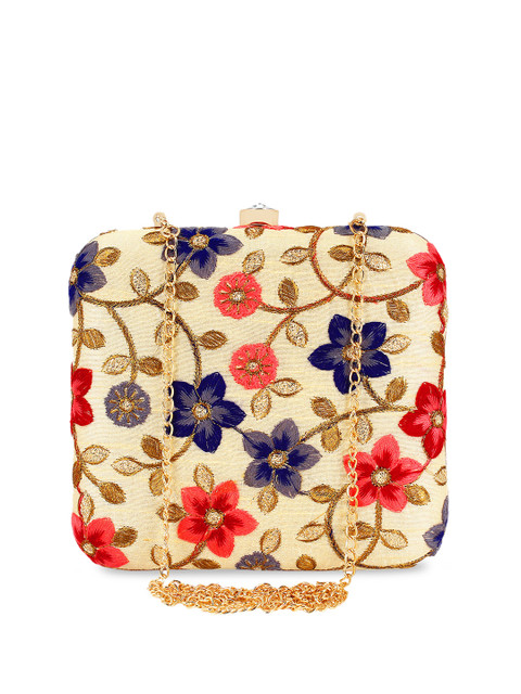 

Anekaant Beige Embroidered Clutch