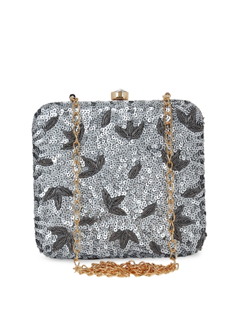 

Anekaant Silver-Toned Embellished Clutch