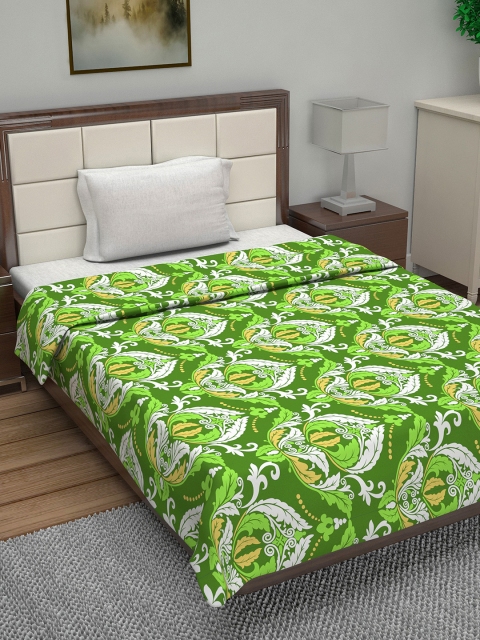 

Divine Casa Green & White Ethnic Motifs AC Room 110 GSM Single Bed Dohar