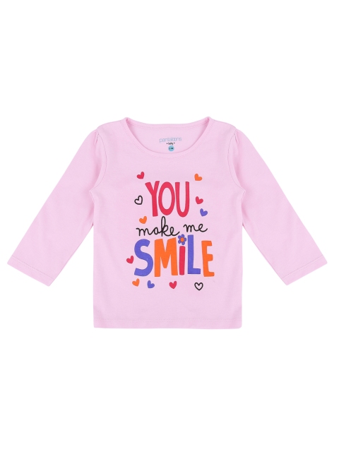 

Pantaloons Baby Girls Pink Printed Round Neck Pure Cotton T-shirt