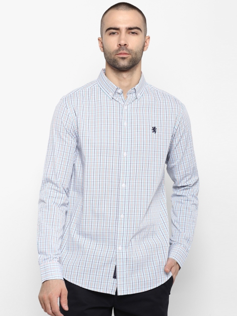 

Red Tape Men White & Blue Regular Fit Checked Casual Shirt