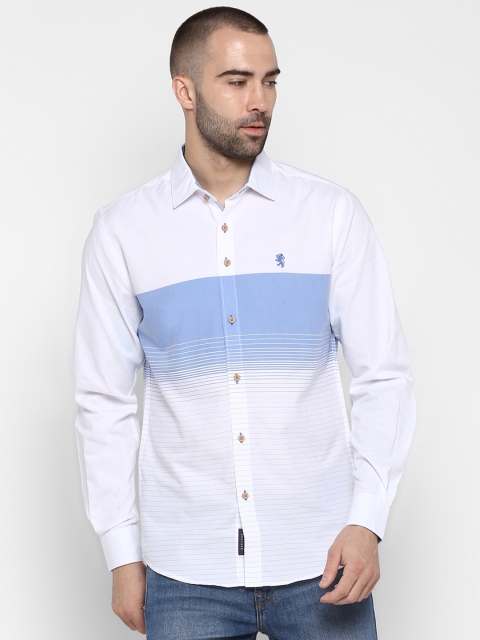 

Red Tape Men White & Blue Regular Fit Colourblocked Casual Shirt
