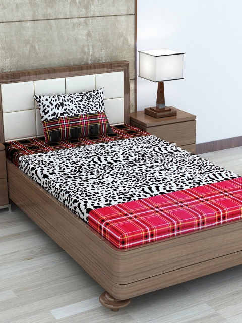 

Divine Casa Black & White Animal Print 180 TC Cotton Single Bedsheet with 1 Pillow Cover