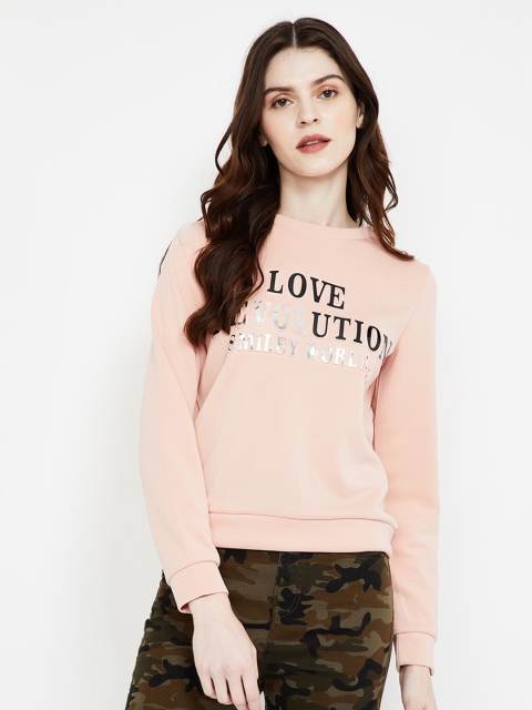 

Smiley World Women Pink & Black Printed Sweatshirt