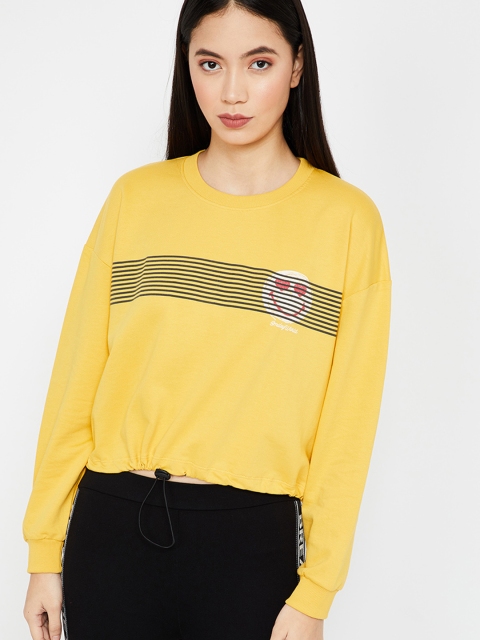 

Smiley World Women Yellow & Black Solid Sweatshirt