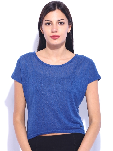 

ELLE Blue Sheer Crop Top